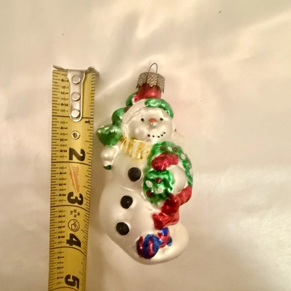 Vintage inge Glass Christmas Ornament Frosty The‎ Snow Man OWC Colorful